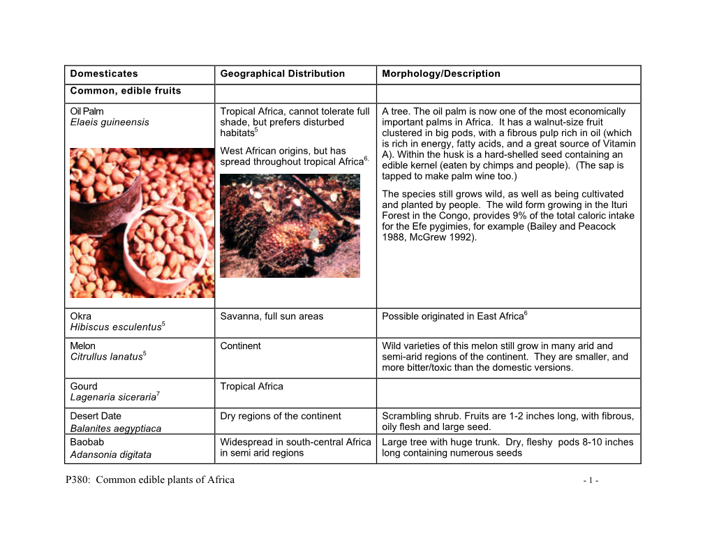 Common Edible Plants of Africa