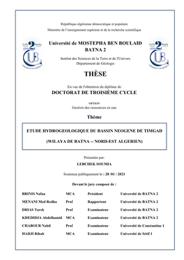 Thèse BASSIN TIMGAD 2021.Pdf