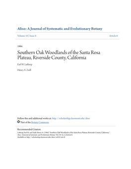 Southern Oak Woodlands of the Santa Rosa Plateau, Riverside County, California Earl W