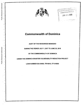 Commonwealth of Dominica Public Disclosure Authorized AUDIT of the RESOURCES MANAGED