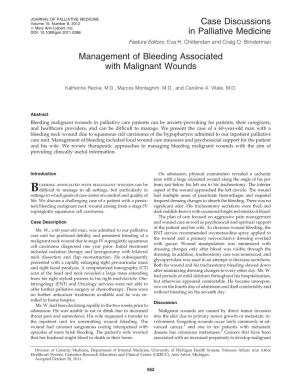 Management of Bleeding Associated with Malignant Wounds