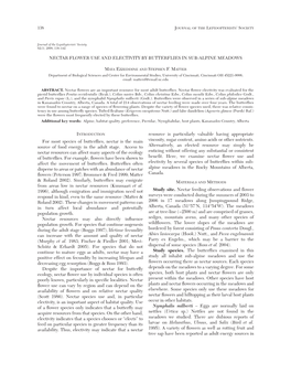 Nectar Flower Use and Electivity by Butterflies in Sub-Alpine Meadows