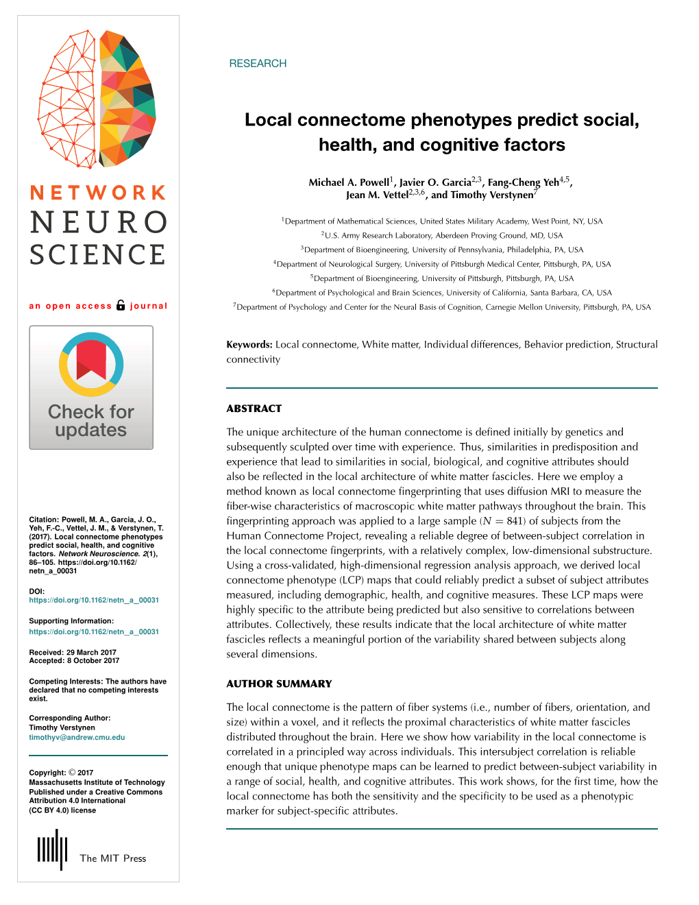 Local Connectome Phenotypes Predict Social, Health, and Cognitive Factors