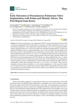 Early Outcomes of Percutaneous Pulmonary Valve Implantation with Pulsta and Melody Valves: the First Report from Korea