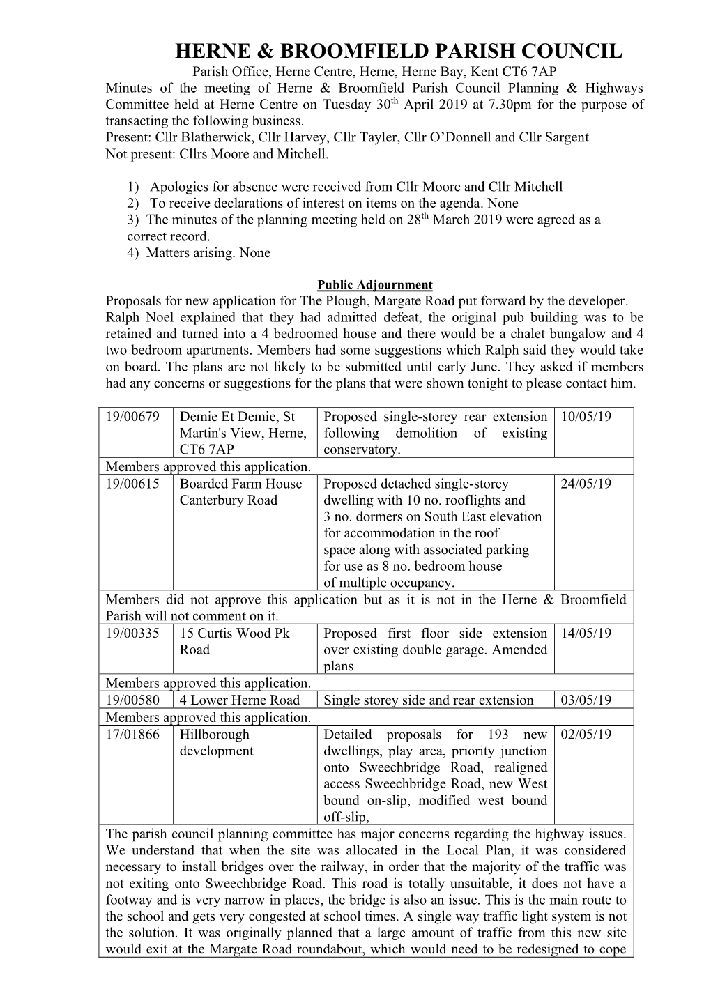 Herne & Broomfield Parish Council