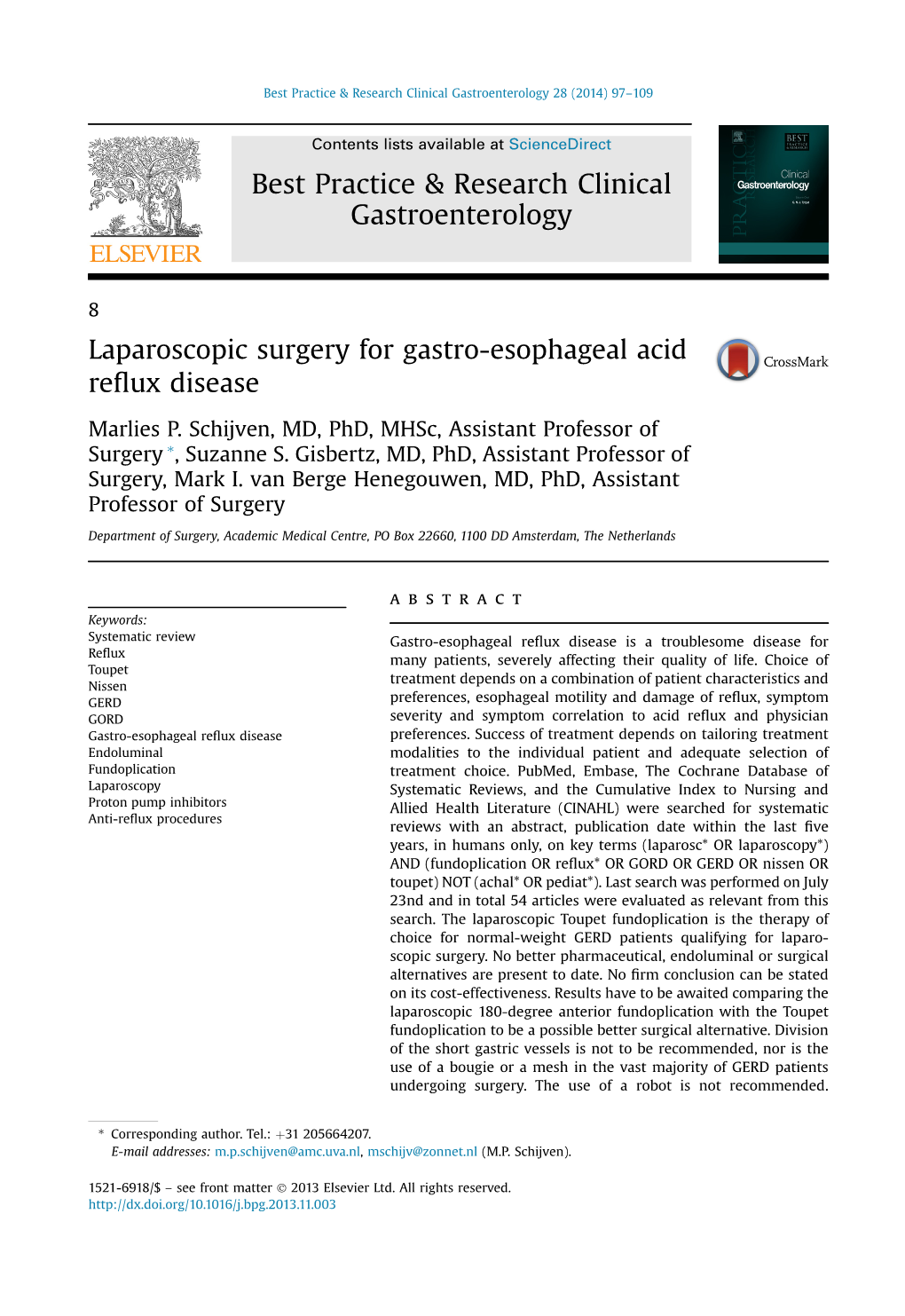 Laparoscopic Surgery for Gastro-Esophageal Acid Reflux