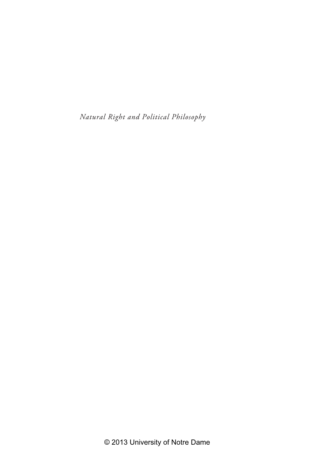 Natural Right and Political Philosophy