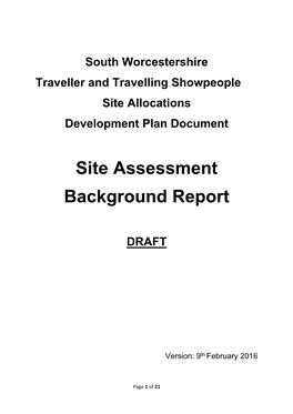 South Worcestershire Traveller and Travelling Showpeople Site Allocations Development Plan Document