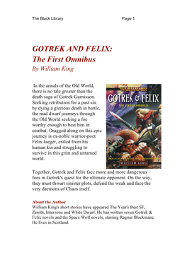 GOTREK and FELIX: the First Omnibus by William King