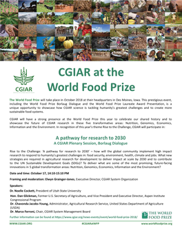 CGIAR at the World Food Prize Flyer