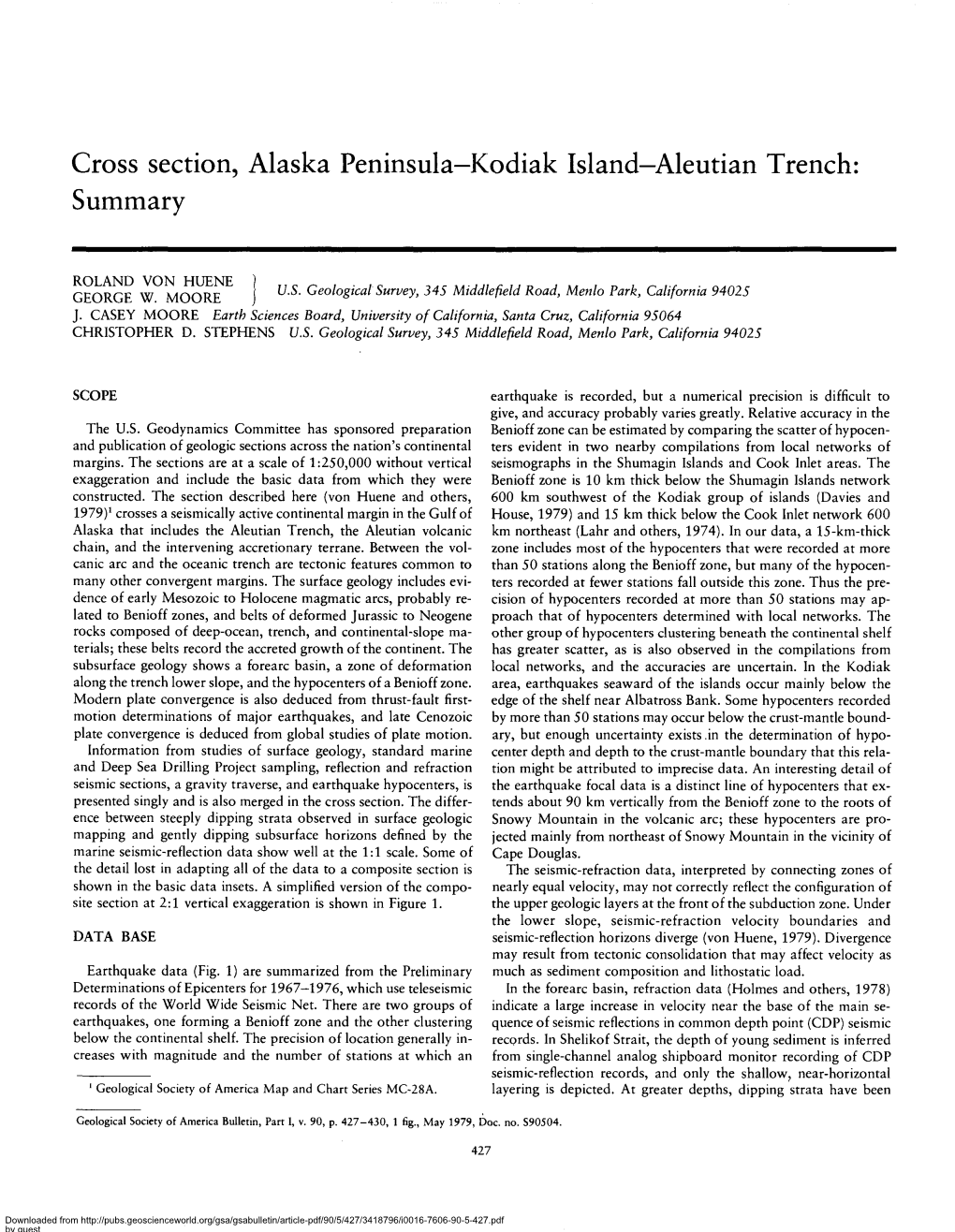 Cross Section, Alaska Peninsula-Kodiak Island—Aleutian Trench: Summary