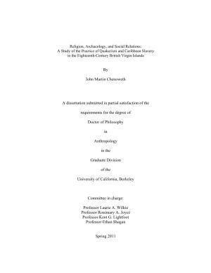 By John Martin Chenoweth a Dissertation Submitted in Partial Satisfaction of the Requirements for the Degree of Doctor of Philos