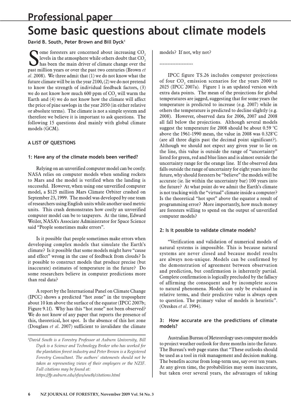 Some Basic Questions About Climate Models David B