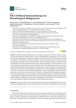 NK Cell-Based Immunotherapy for Hematological Malignancies