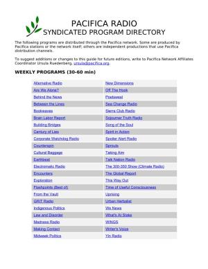 Pacifica Radio Syndicated Program Directory