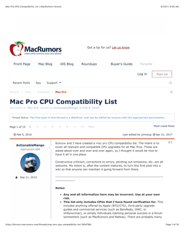 Mac Pro CPU Compatibility List | Macrumors Forums 6/13/17, 9:05 AM