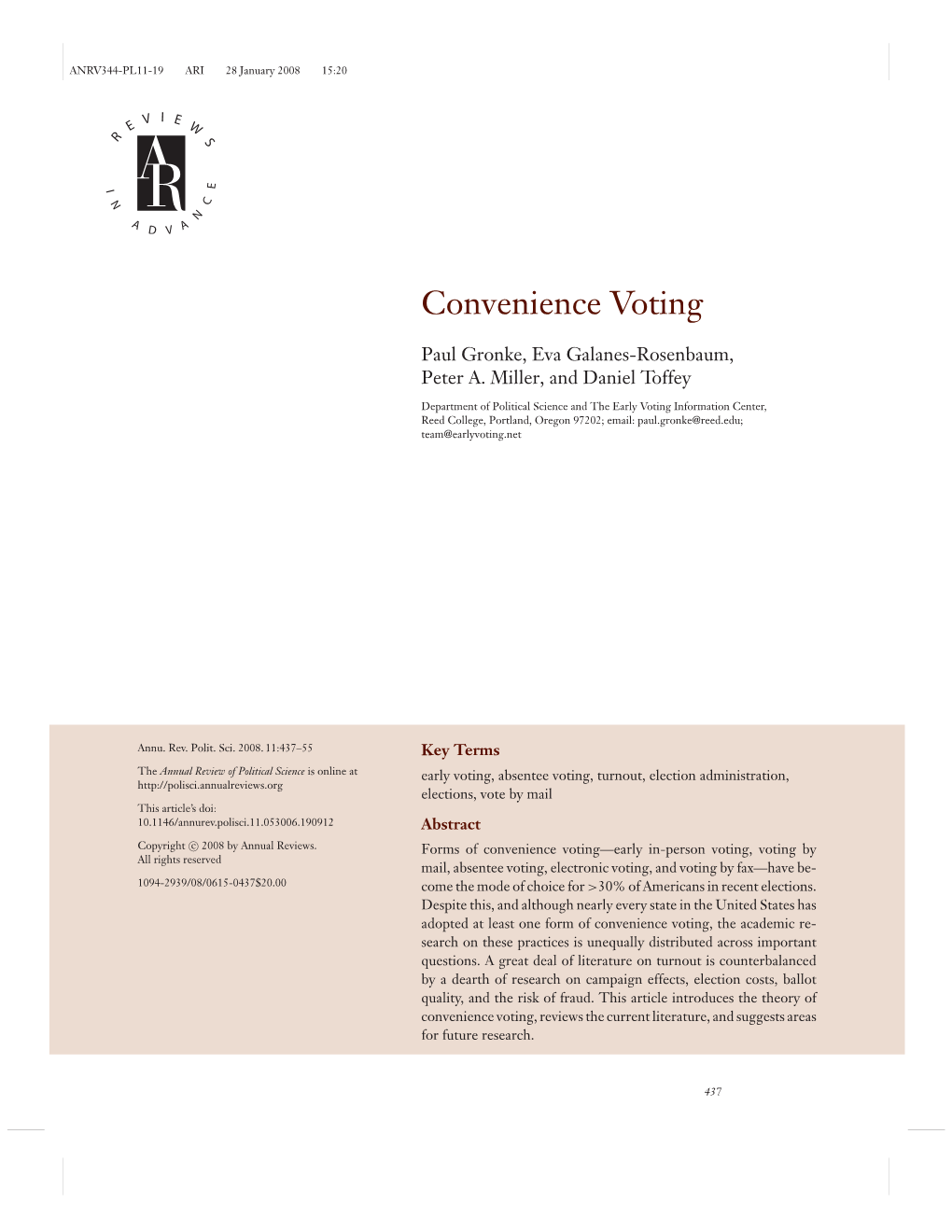 Convenience Voting
