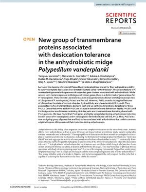 New Group of Transmembrane Proteins Associated with Desiccation Tolerance in the Anhydrobiotic Midge Polypedilum Vanderplanki Taisiya A