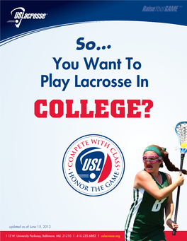 So… You Want to Play Lacrosse in COLLEGE?