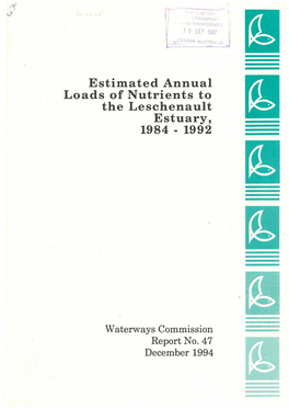 Estimated Annual Loads of Nutrients to the Leschenault Estuary,, 1984 - 1992