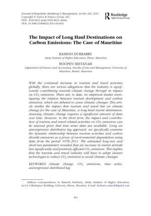 The Impact of Long Haul Destinations on Carbon Emissions: the Case of Mauritius