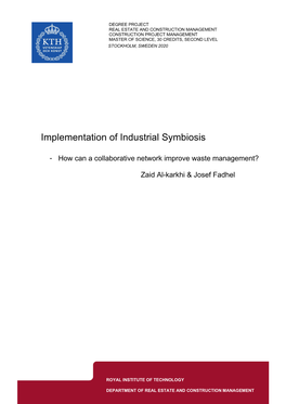 Implementation of Industrial Symbiosis
