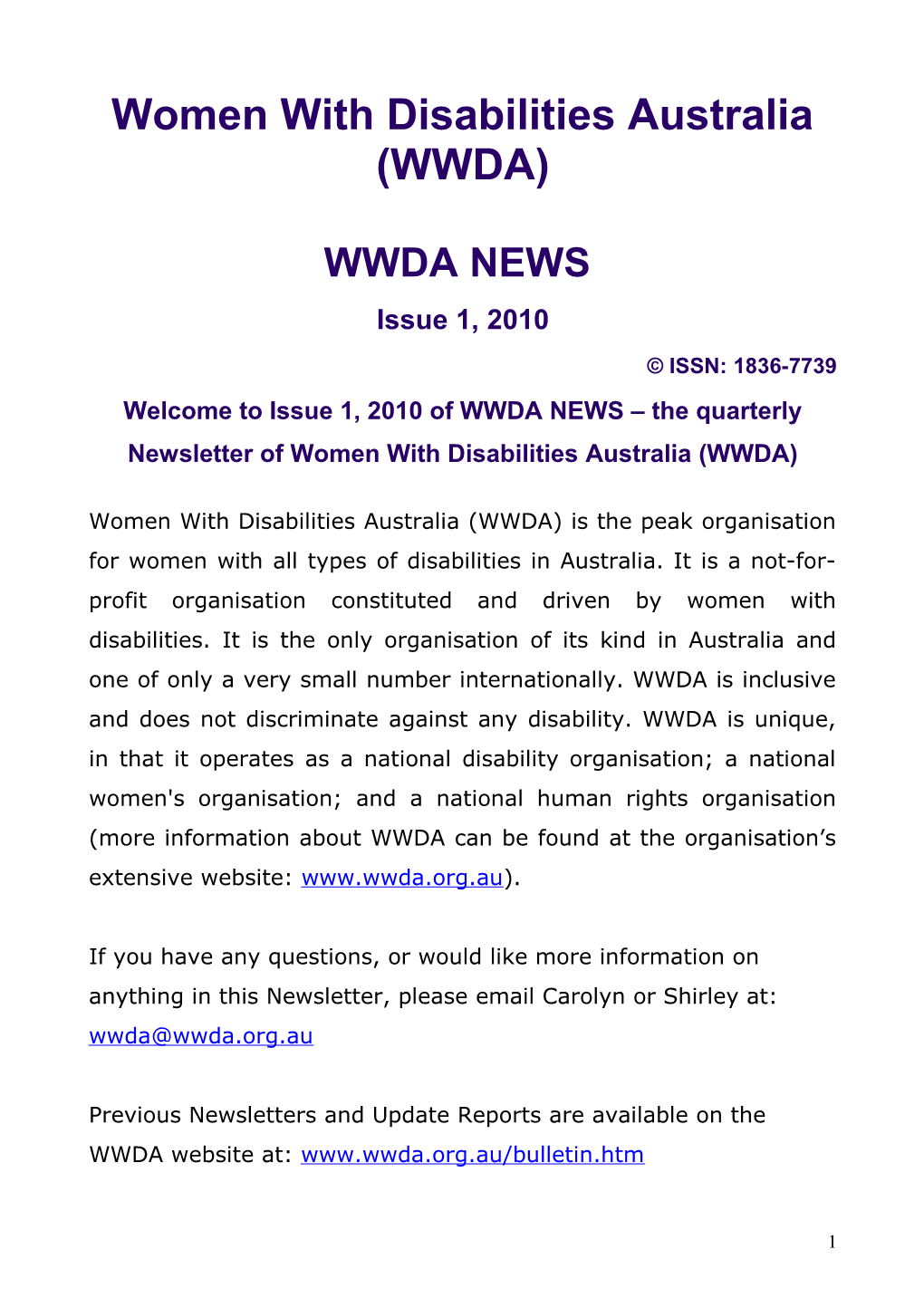 Women with Disabilities Australia (WWDA) s3