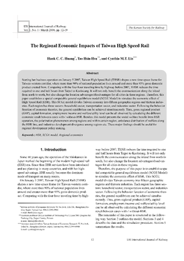 The Regional Economic Impacts of Taiwan High Speed Rail