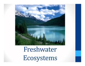 Freshwater Ecosystems Think Back, Connect with Your Memories • Describe a River and a Lake That You Have Seen Or Visited