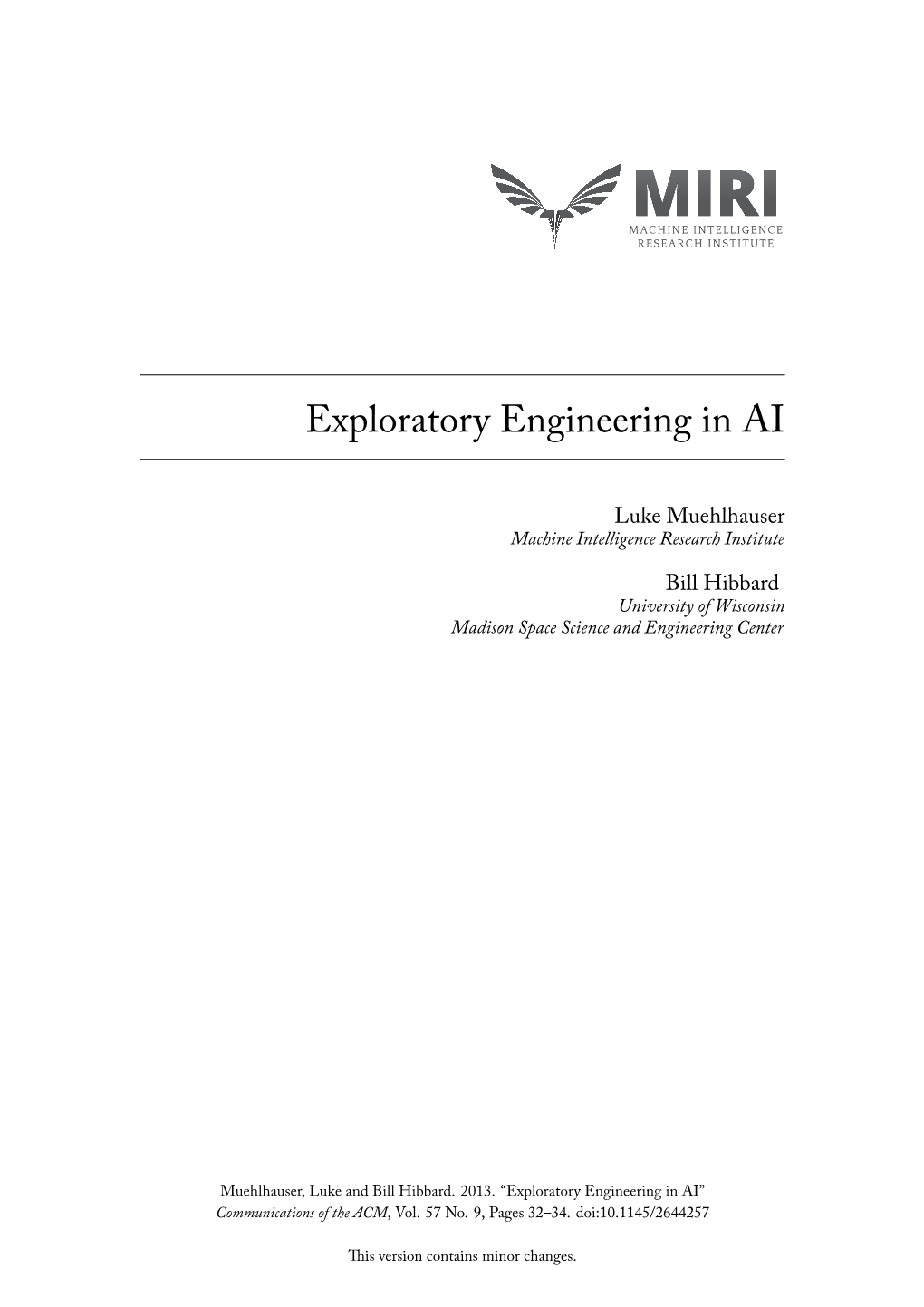 Exploratory Engineering in AI