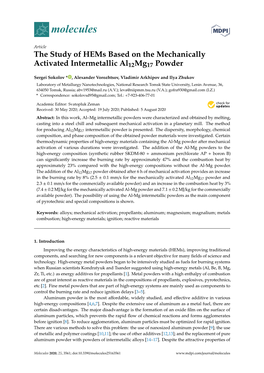 The Study of Hems Based on the Mechanically Activated Intermetallic Al12mg17 Powder