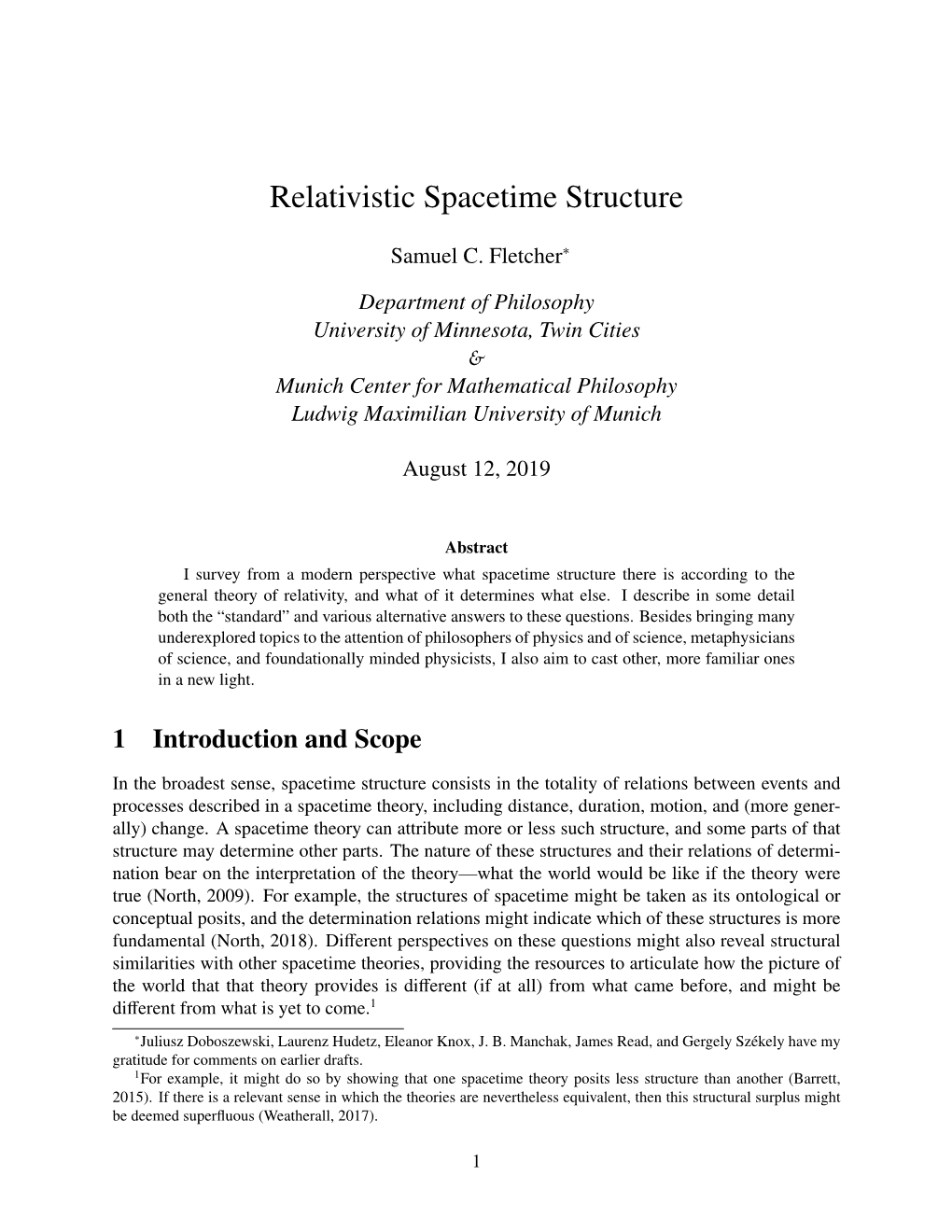 Relativistic Spacetime Structure