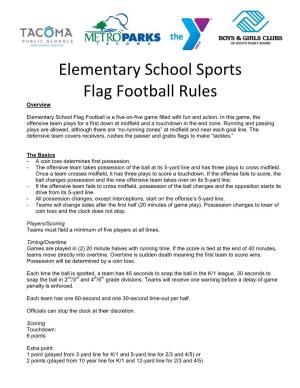 Elementary School Sports Flag Football Rules