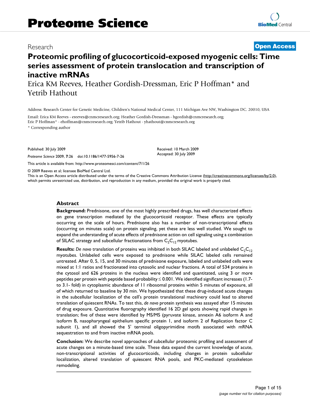 Proteomic Profiling of Glucocorticoid-Exposed Myogenic