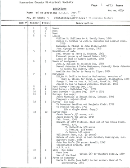 No. of Boxes J Containing I5?Folders + 35 Over; of 13 Pages Ac. No. 0019