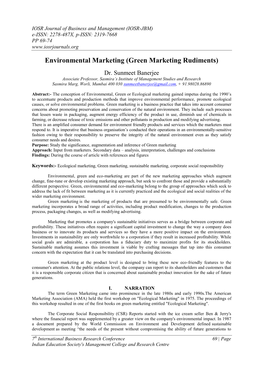 Environmental Marketing (Green Marketing Rudiments)