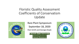 Floristic Quality Assessment Coeffiecients of Conservatism Update