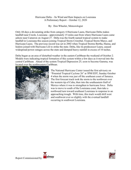 1 Report Commissioned By: Hurricane Delta – Its