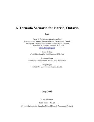 A Tornado Scenario for Barrie, Ontario