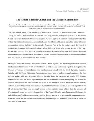 The Roman Catholic Church and the Catholic Communion