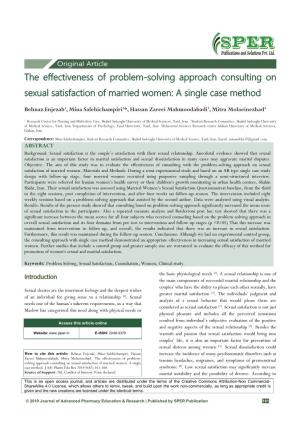 The Effectiveness of Problem-Solving Approach Consulting on Sexual Satisfaction of Married Women: a Single Case Method