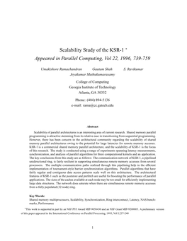 Scalability Study of KSR-1