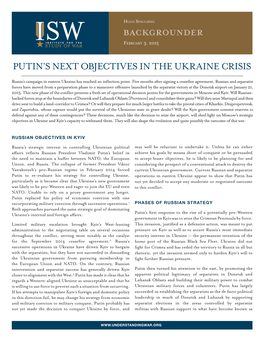 Putin's Next Objectives in the Ukraine Crisis