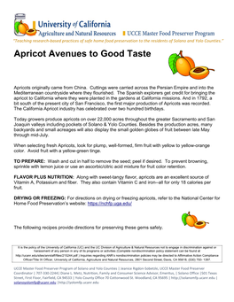 Apricot Avenues to Good Taste