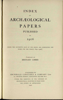 Index of Archaeological Papers Published in 1906