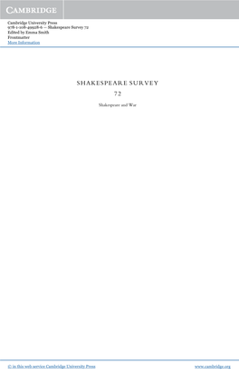 Shakespeare Survey 72 Edited by Emma Smith Frontmatter More Information