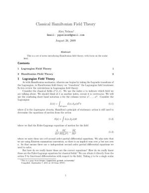 Classical Hamiltonian Field Theory