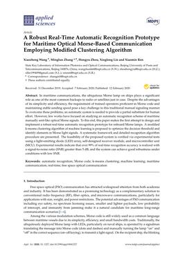 A Robust Real-Time Automatic Recognition Prototype for Maritime Optical Morse-Based Communication Employing Modified Clustering Algorithm