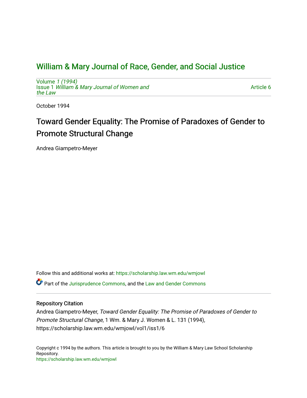 Toward Gender Equality: the Promise of Paradoxes of Gender to Promote Structural Change