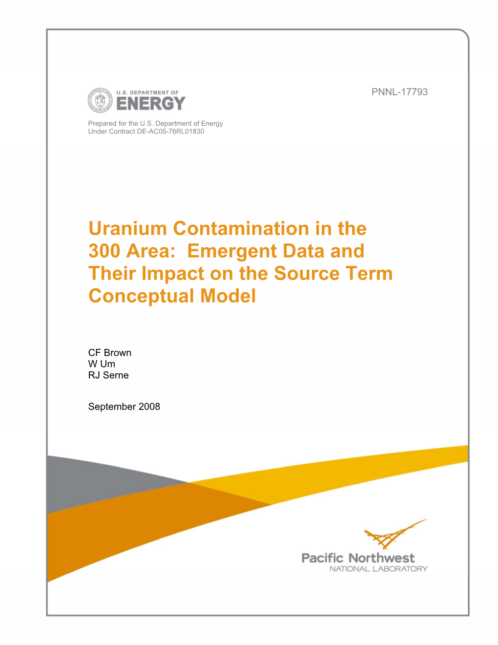 Uranium Contamination in the 300 Area: Emergent Data and Their Impact on the Source Term Conceptual Model